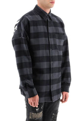 CHECK OVERSHIRT WITH CURVED LOGO PRINT